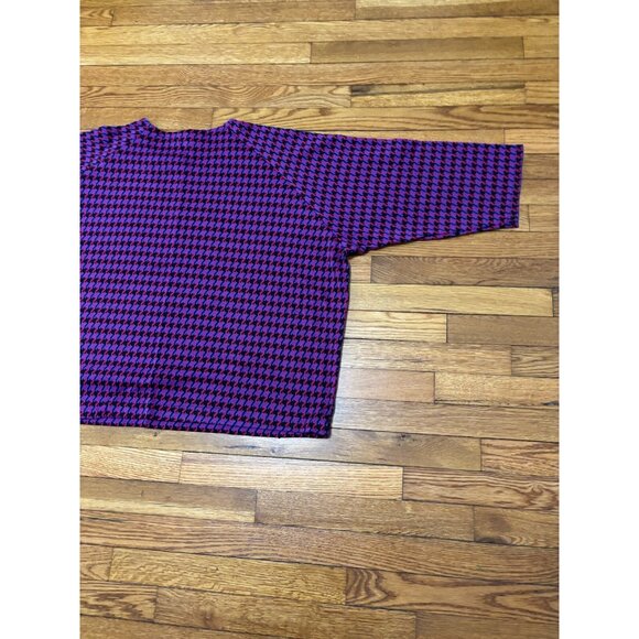 Vintage Saks Fifth Avenue Womens Sweater Size Medium Retro Purple Houndstooth - Picture 8 of 9